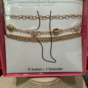 Gold and Pearl Anklet Set